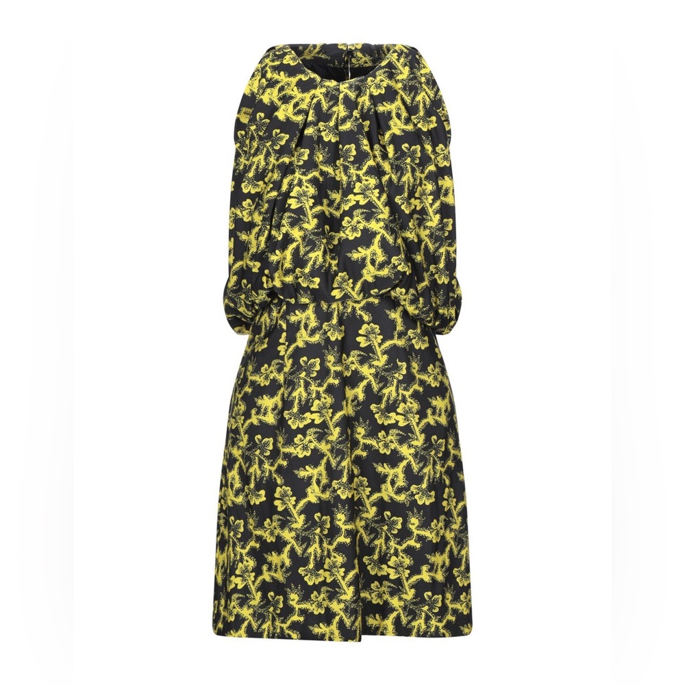 Calvin Klein 205W39NYC Runway Raf Simmons Black Printed Dress Size 4 US